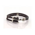 Two Layers Leather Bracelets With Stainless Steel Anchor Clasp